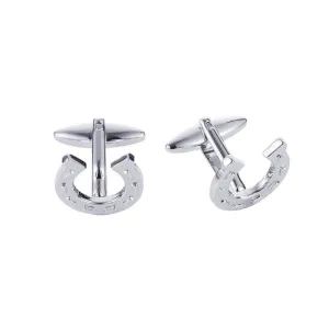 CUDWORTH Rhodium Plated Horse Shoe Cufflinks