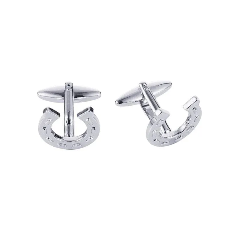 CUDWORTH Rhodium Plated Horse Shoe Cufflinks