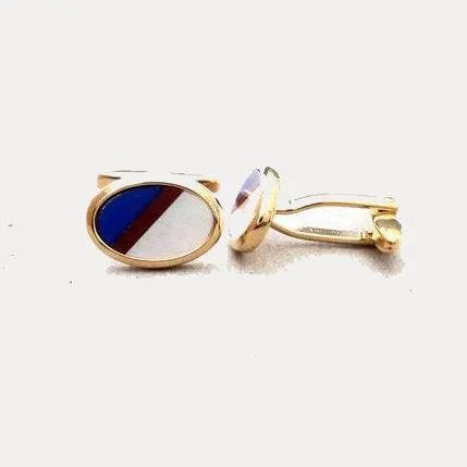 Dalaco Mother of Pearl,  Lapis Lazuli and Carnelian Gold Cufflinks