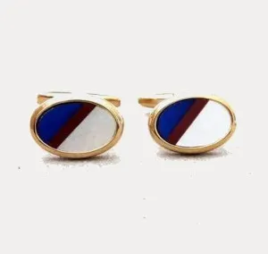 Dalaco Mother of Pearl,  Lapis Lazuli and Carnelian Gold Cufflinks