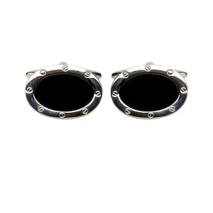 Dalaco Oval Onyx Cufflinks with Porthole Design