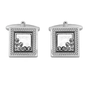 Dalaco Square Patterned Edge Cufflinks with Moving Crystal Detail