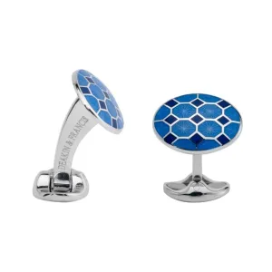 Deakin & Francis Sterling Silver Blue Enamel Cufflinks