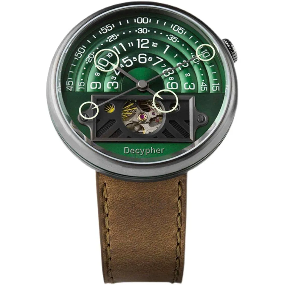 DECYPHER Man Watch Automatic Mechanical Wristwatches Luxury 46mm Stainless Steel Luminous Moon Phase Waterproof Watches Fashion