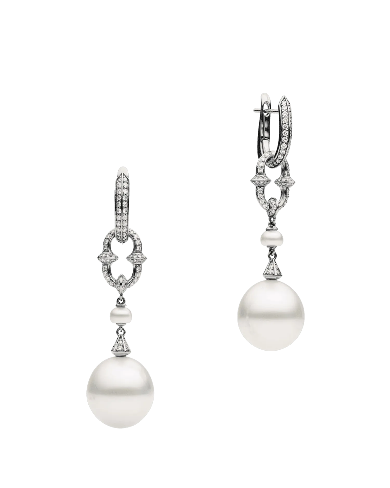 Diamond Keel Edge Pearls My Way Earrings with Diamond Anchor Link Pearl Earring Enhancers | 13mm Drop  Pearls, Diamonds, and White Gold