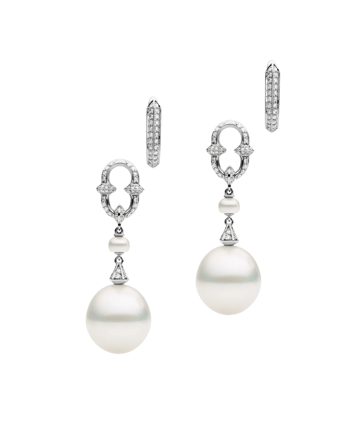 Diamond Keel Edge Pearls My Way Earrings with Diamond Anchor Link Pearl Earring Enhancers | 13mm Drop  Pearls, Diamonds, and White Gold