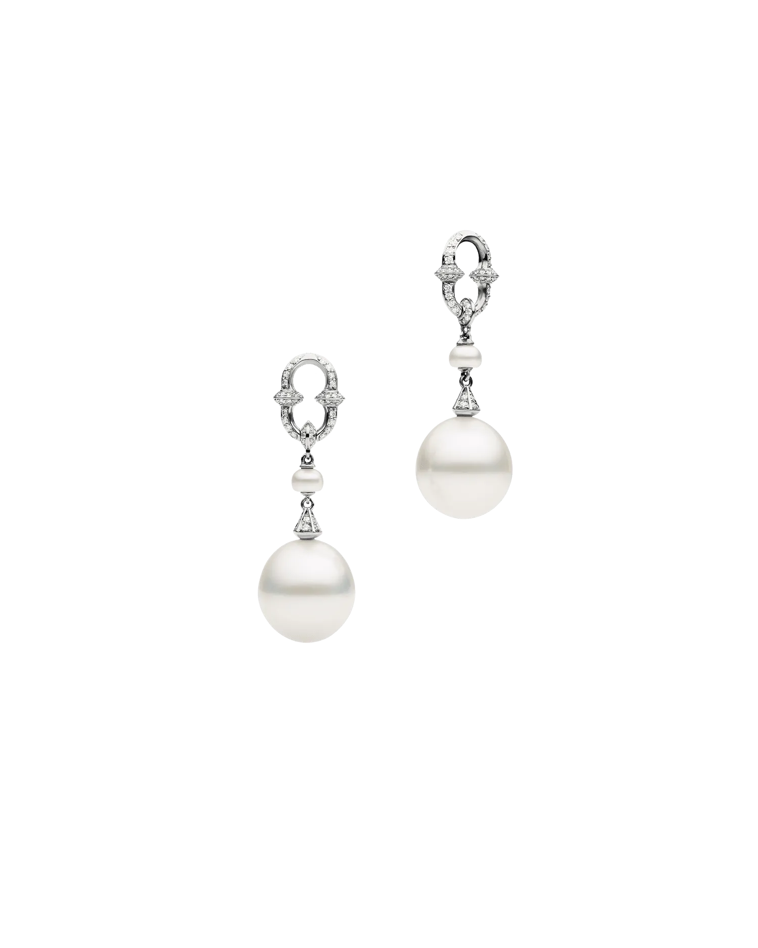 Diamond Keel Edge Pearls My Way Earrings with Diamond Anchor Link Pearl Earring Enhancers | 13mm Drop  Pearls, Diamonds, and White Gold