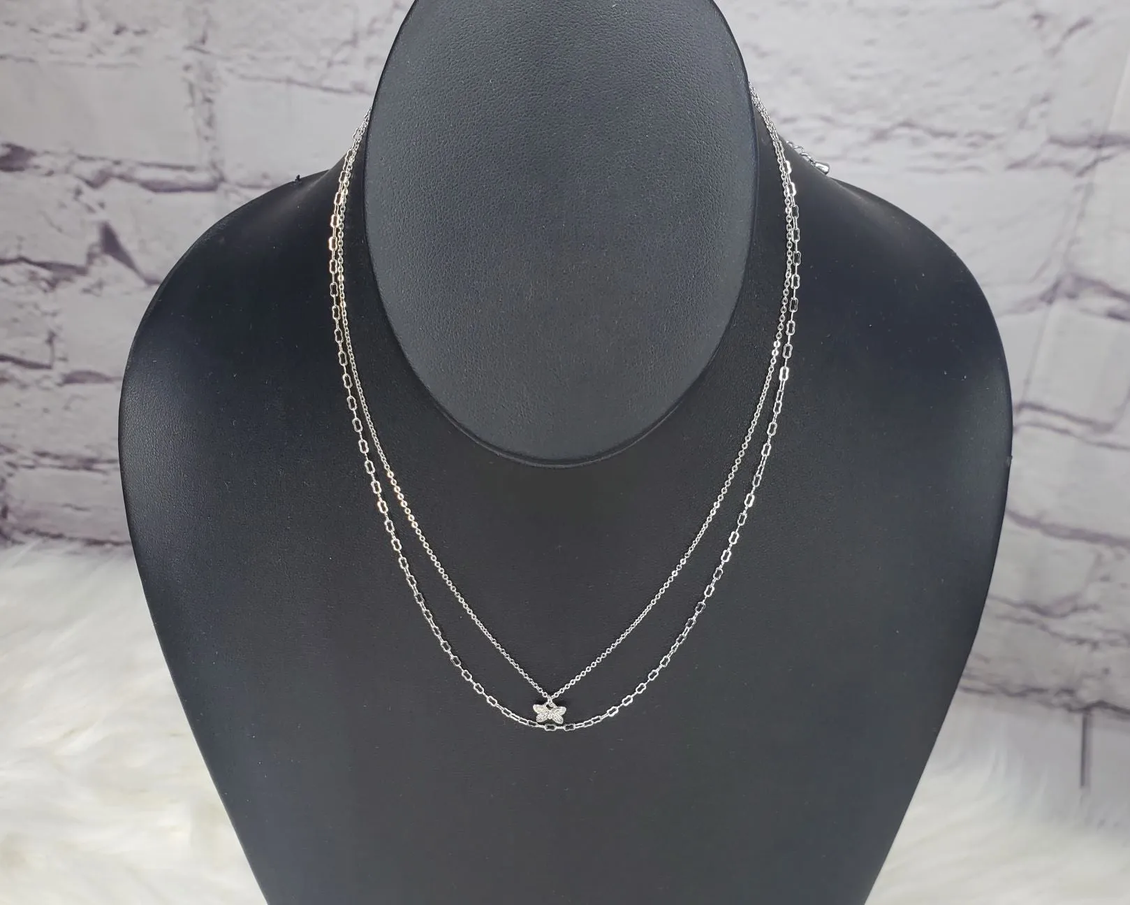 Dorothy dainty chain layered necklace with butterfly charm