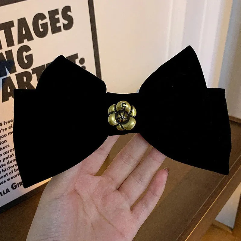 Elegant Black Velvet Bow Barrette Hair Pins Collection