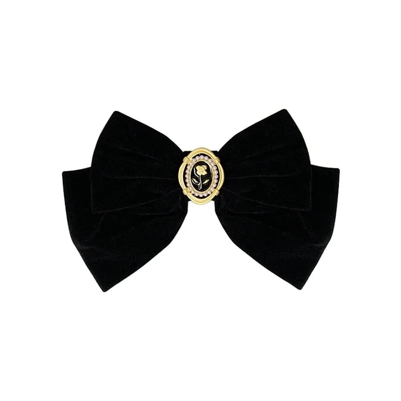 Elegant Black Velvet Bow Barrette Hair Pins Collection