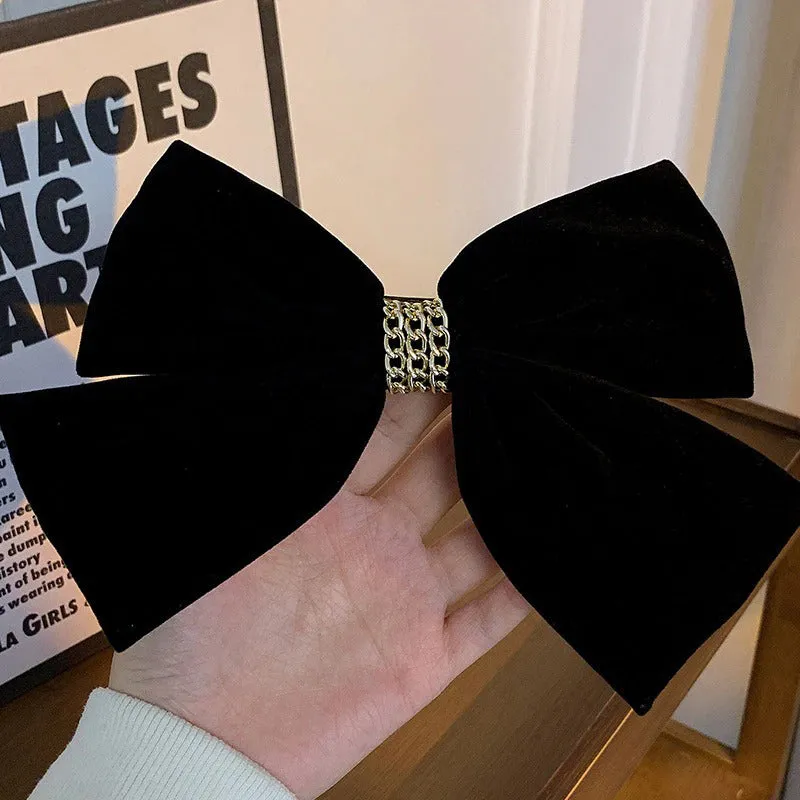 Elegant Black Velvet Bow Barrette Hair Pins Collection