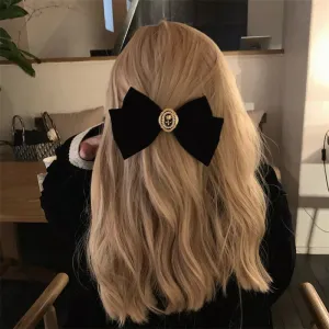 Elegant Black Velvet Bow Barrette Hair Pins Collection