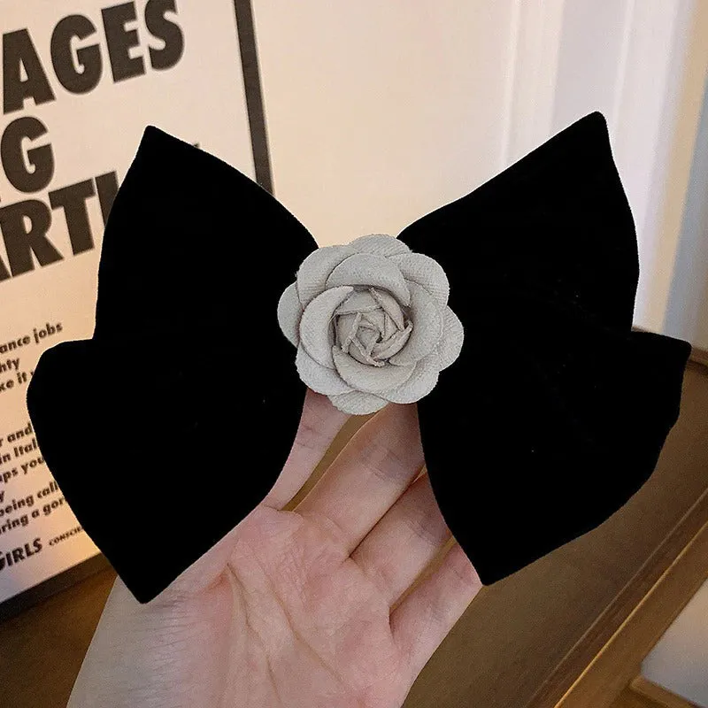 Elegant Black Velvet Bow Barrette Hair Pins Collection