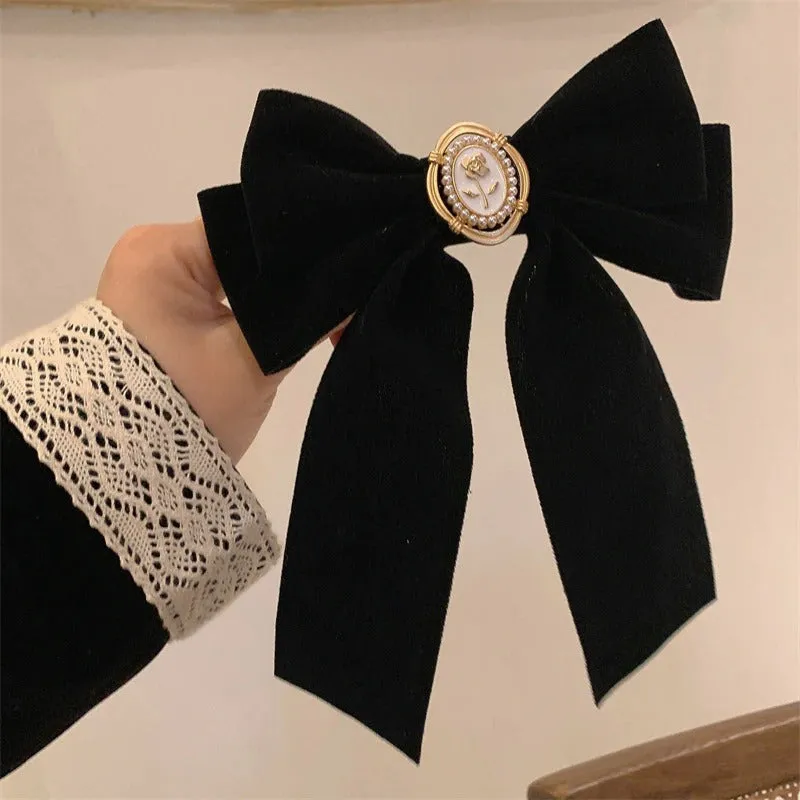 Elegant Black Velvet Bow Barrette Hair Pins Collection