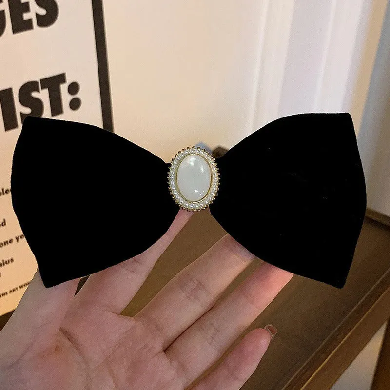 Elegant Black Velvet Bow Barrette Hair Pins Collection