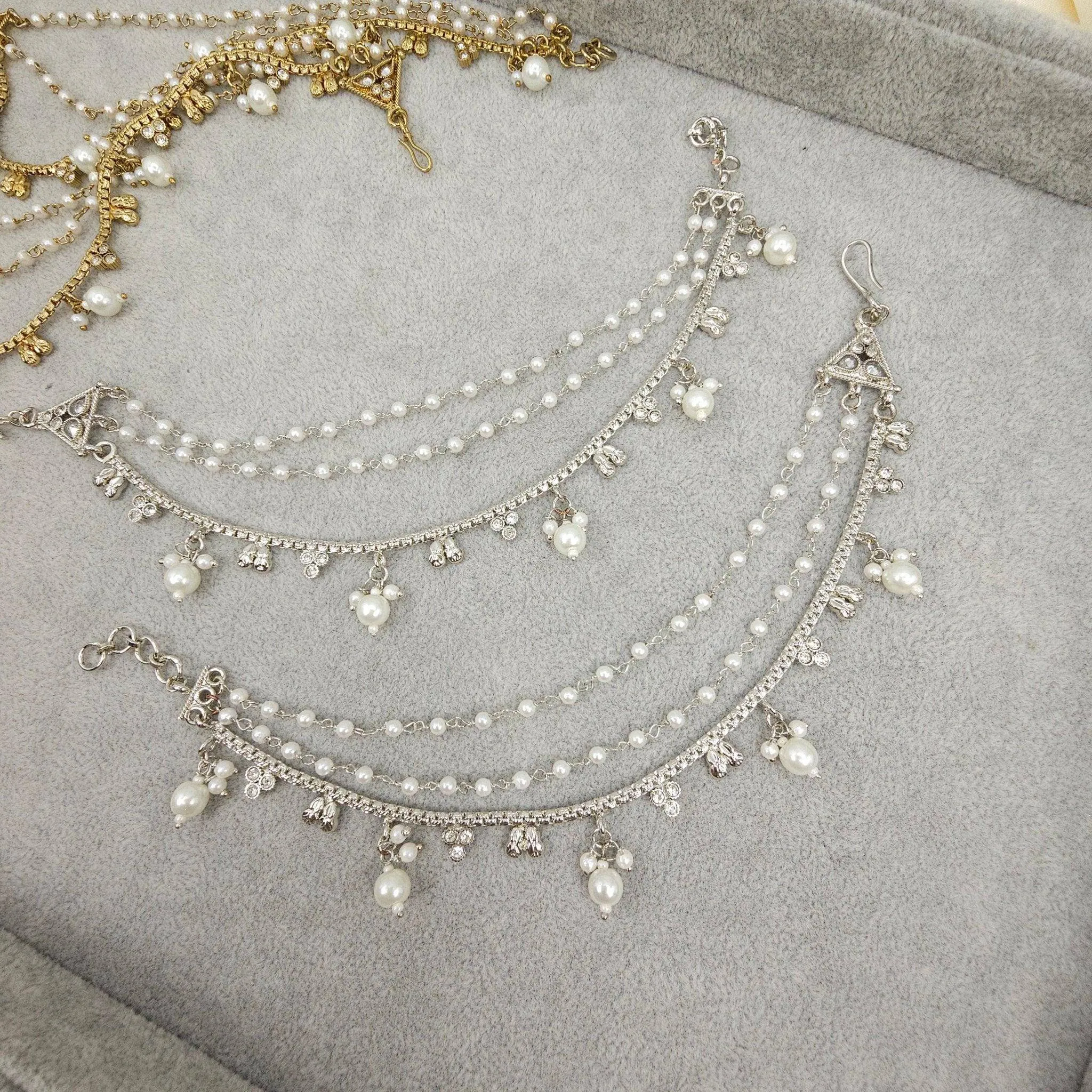 Elegant Gold Reverse Polki Earring Chains - Enhance & Support Your Earrings