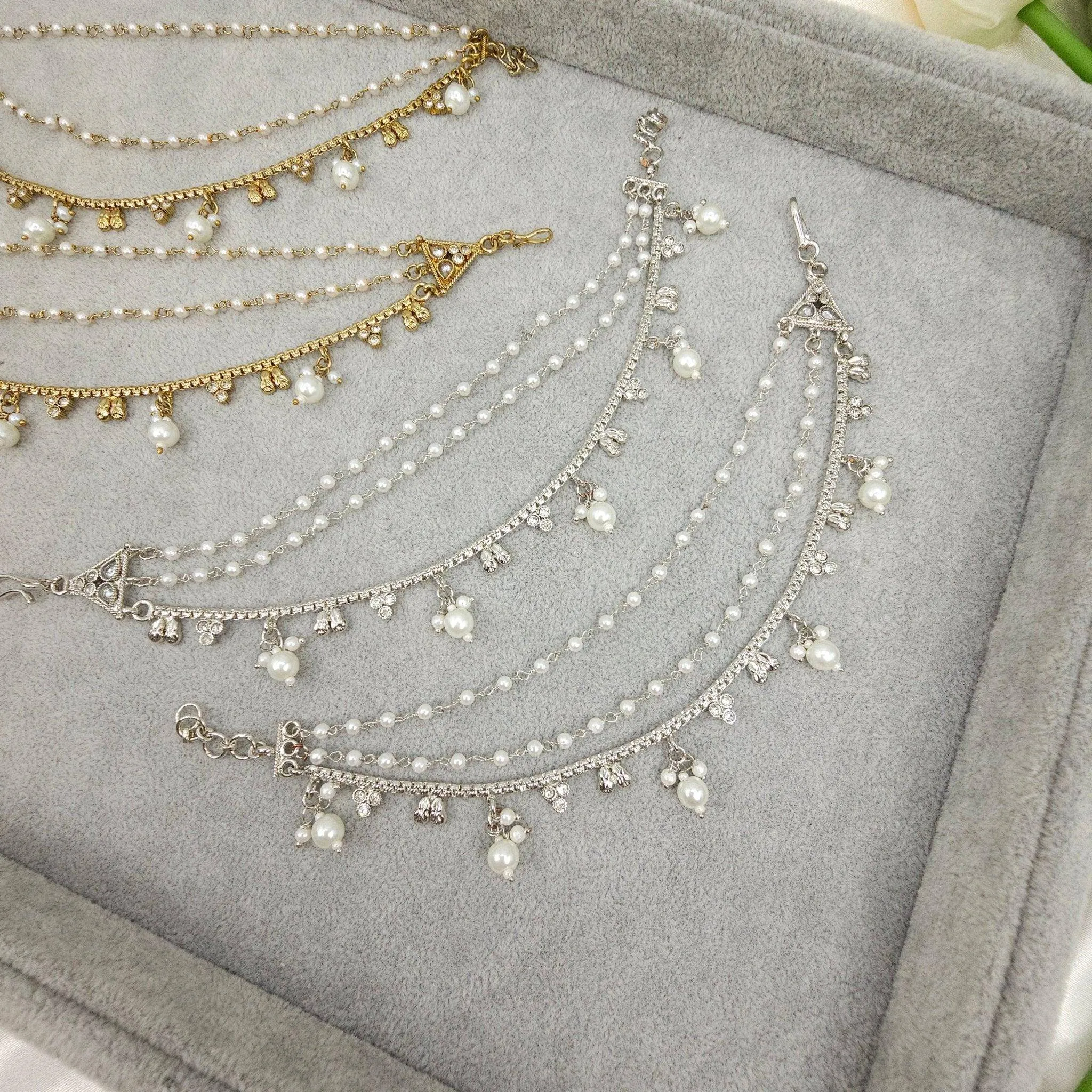 Elegant Gold Reverse Polki Earring Chains - Enhance & Support Your Earrings