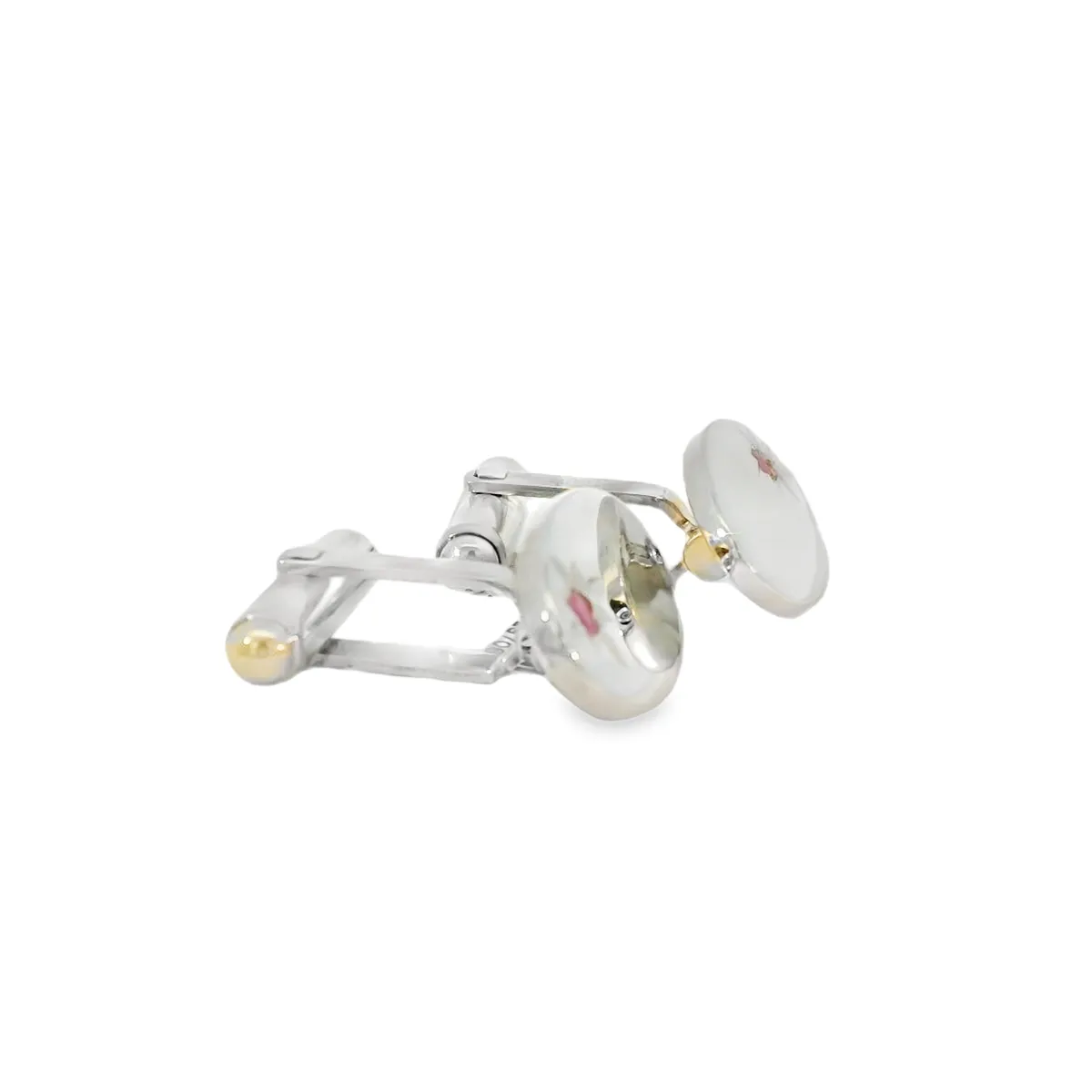 Elegant Silver Cufflinks with Ruby Accents