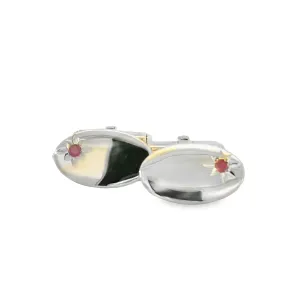 Elegant Silver Cufflinks with Ruby Accents