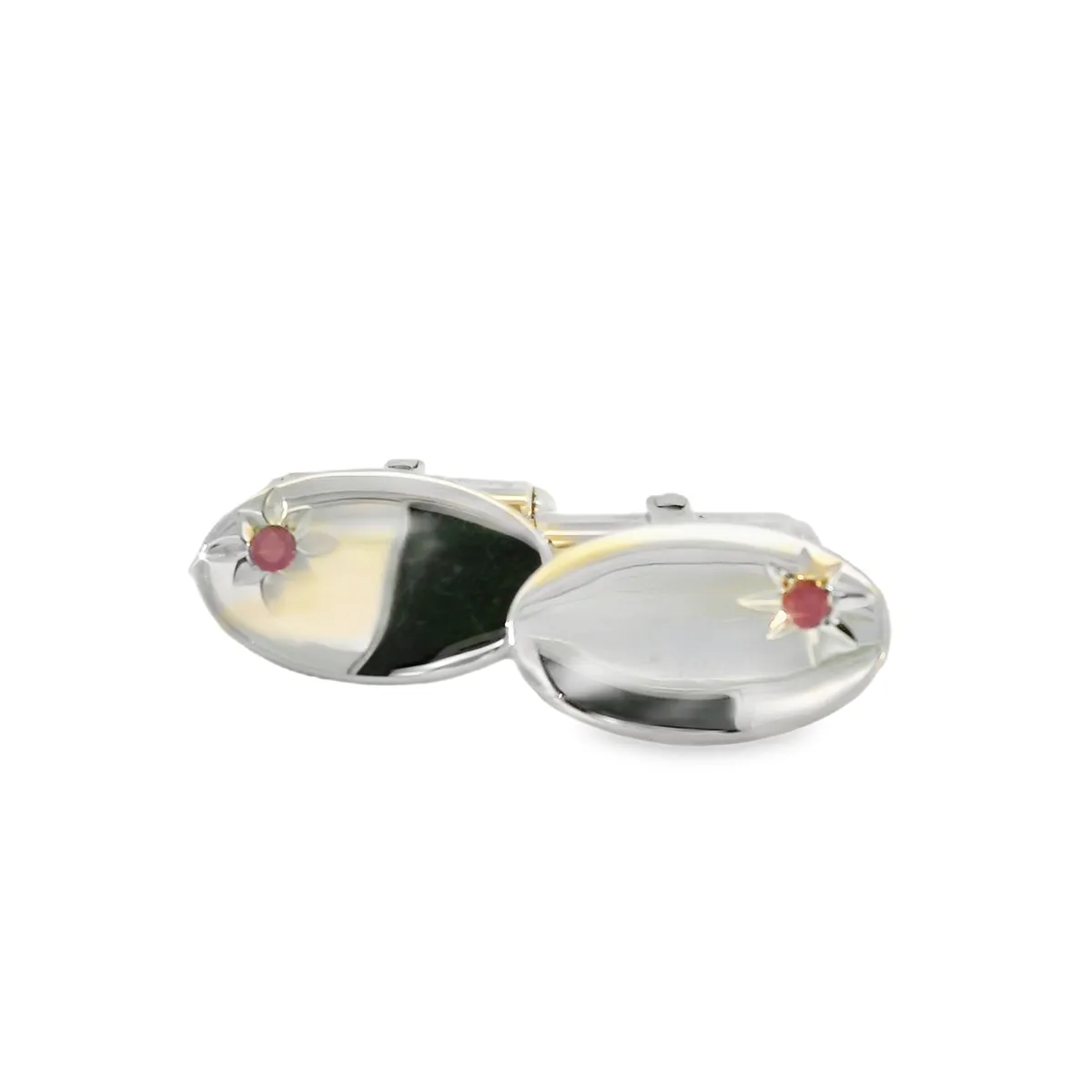 Elegant Silver Cufflinks with Ruby Accents