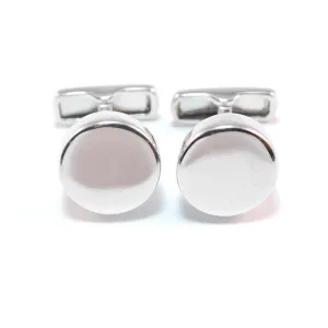 Elegant Sterling Silver Engravable Round Cufflinks