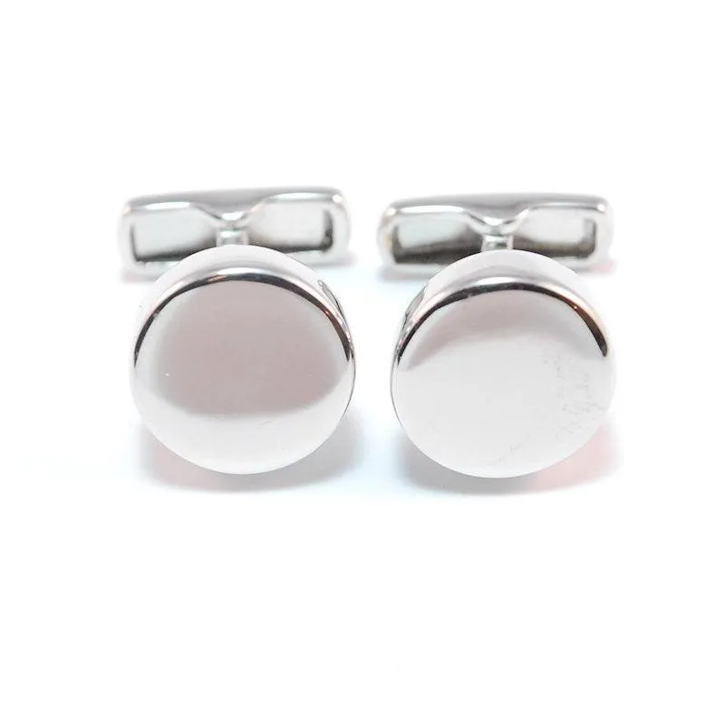 Elegant Sterling Silver Engravable Round Cufflinks