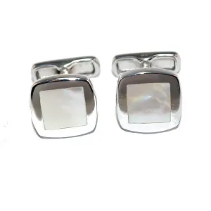 Elegant Sterling Silver Mother of Pearl Cufflinks