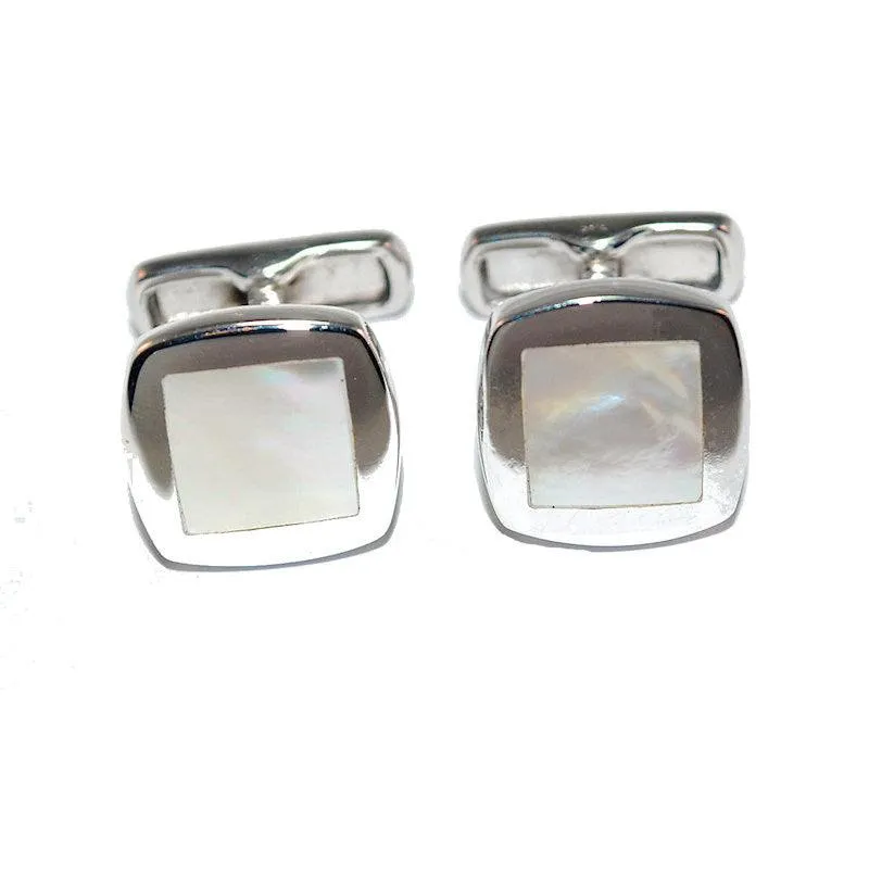 Elegant Sterling Silver Mother of Pearl Cufflinks