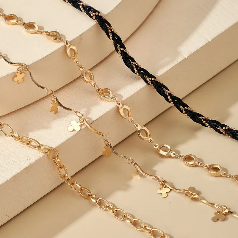 European And American Personality Thick Chain Flower Anklet