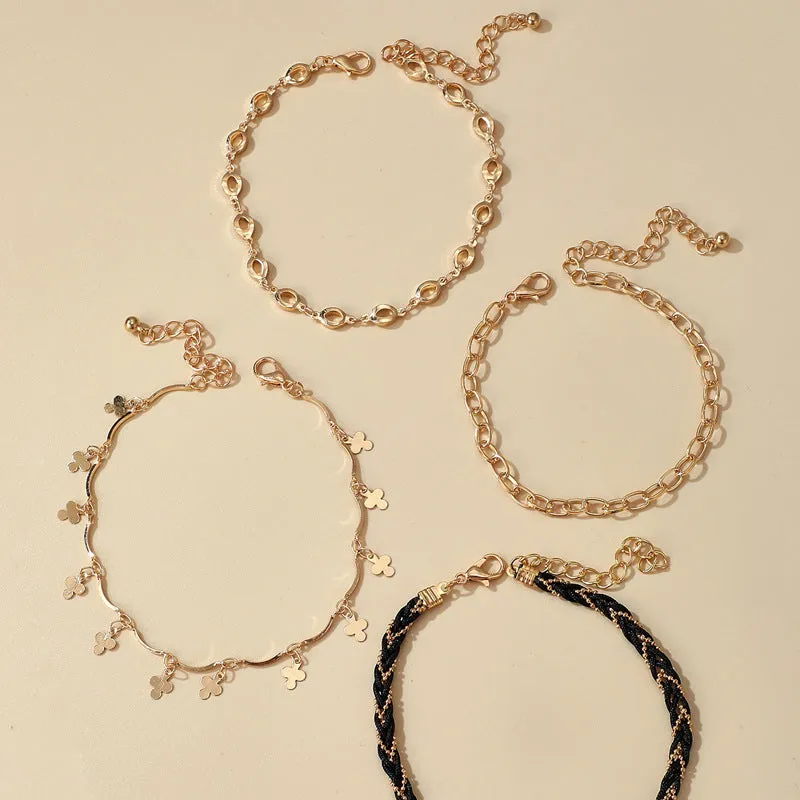 European And American Personality Thick Chain Flower Anklet