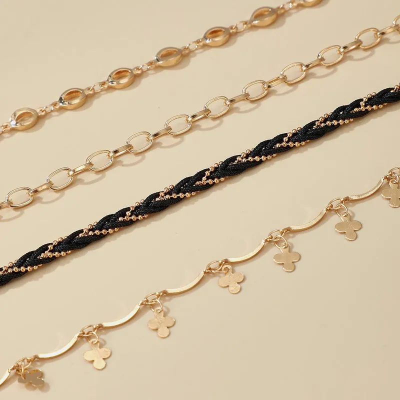 European And American Personality Thick Chain Flower Anklet