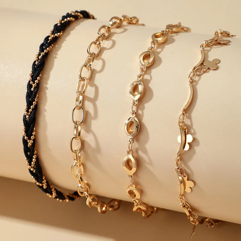 European And American Personality Thick Chain Flower Anklet