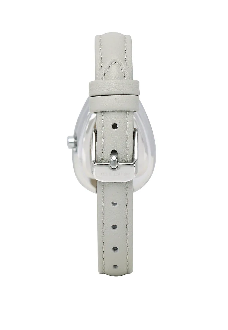 Fiona Silver Leather Analog Watches with Bangle Set (Grey)