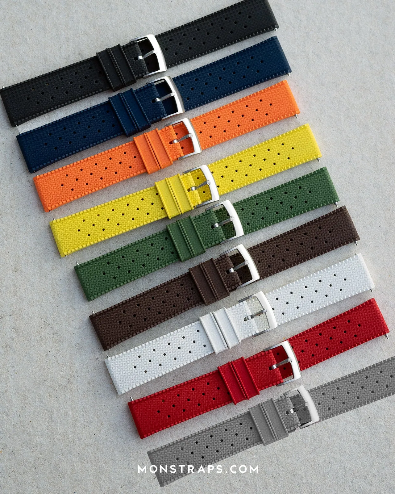 FKM RUBBER - "TROPICAL" VINTAGE STYLE STRAP (BROWN)