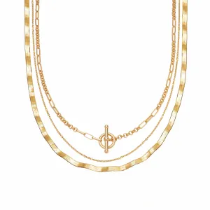 Forever Wavy Necklace Layering Set 18ct Gold Plate
