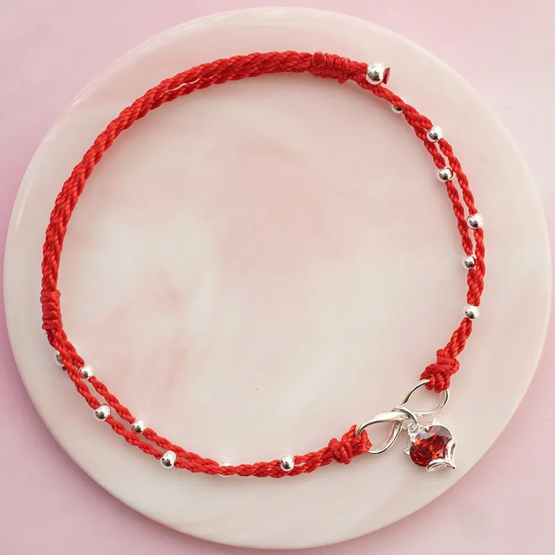 Fox Peach Blossom Anklet Female Red Rope Fairy