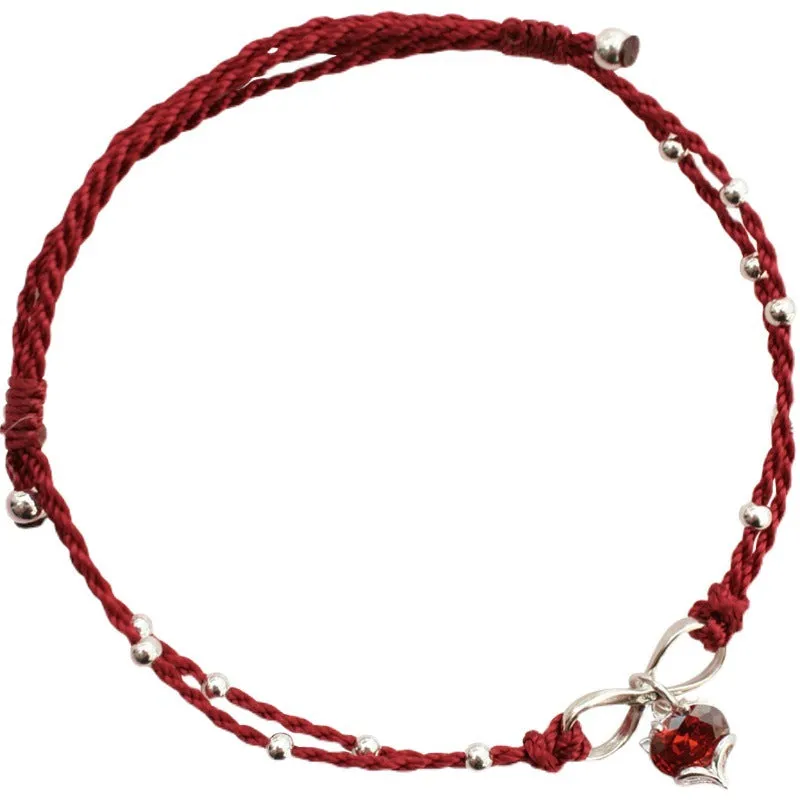 Fox Peach Blossom Anklet Female Red Rope Fairy