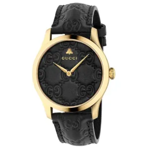 G-Timeless Black Leather Strap Watch YA1264034A