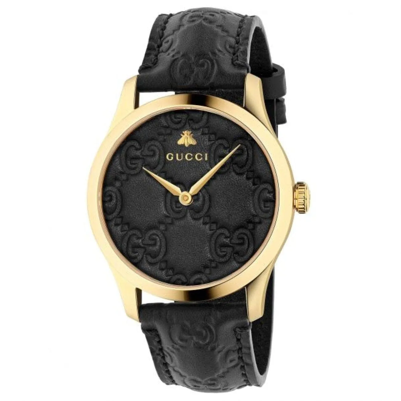 G-Timeless Black Leather Strap Watch YA1264034A