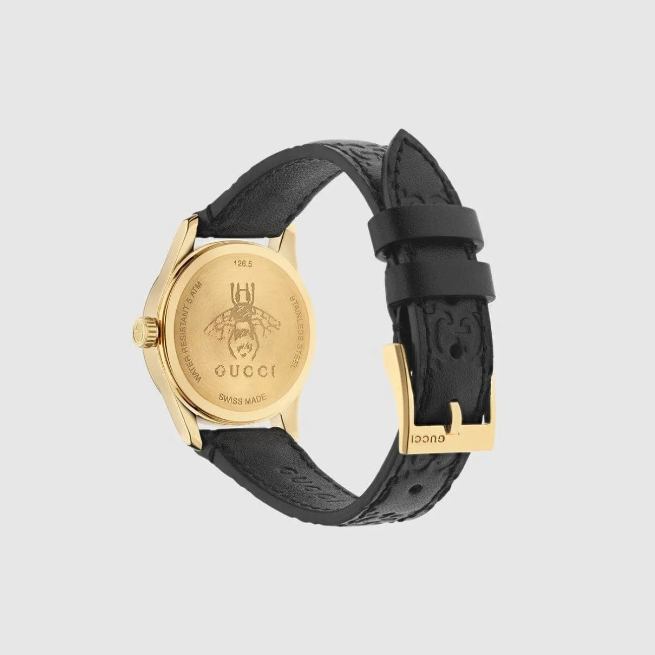 G-Timeless Black Leather Strap Watch YA1264034A