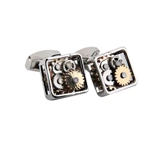 Gear Cog Rhodium Plated Cufflinks