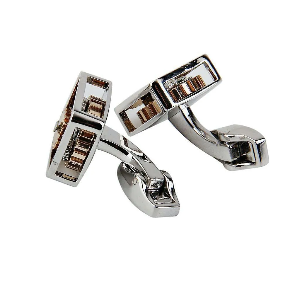 Gear Cog Rhodium Plated Cufflinks