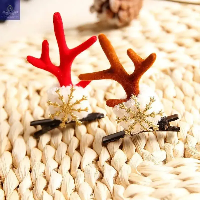 Girls Christmas Reindeer Hair Clips - Festive Accessories