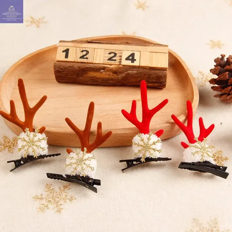 Girls Christmas Reindeer Hair Clips - Festive Accessories