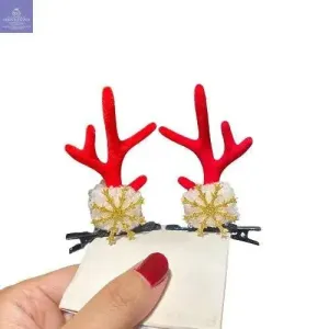 Girls Christmas Reindeer Hair Clips - Festive Accessories