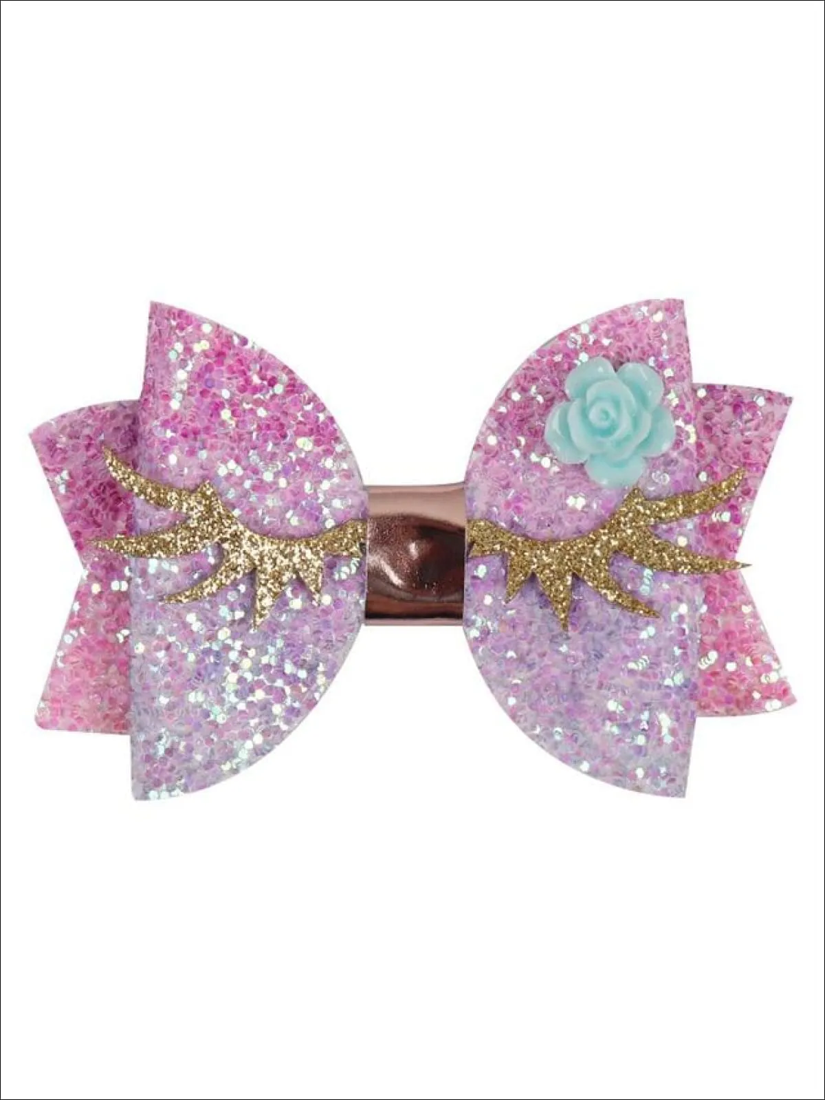 Girls Unicorn Glitter Eyelash Hair Bow