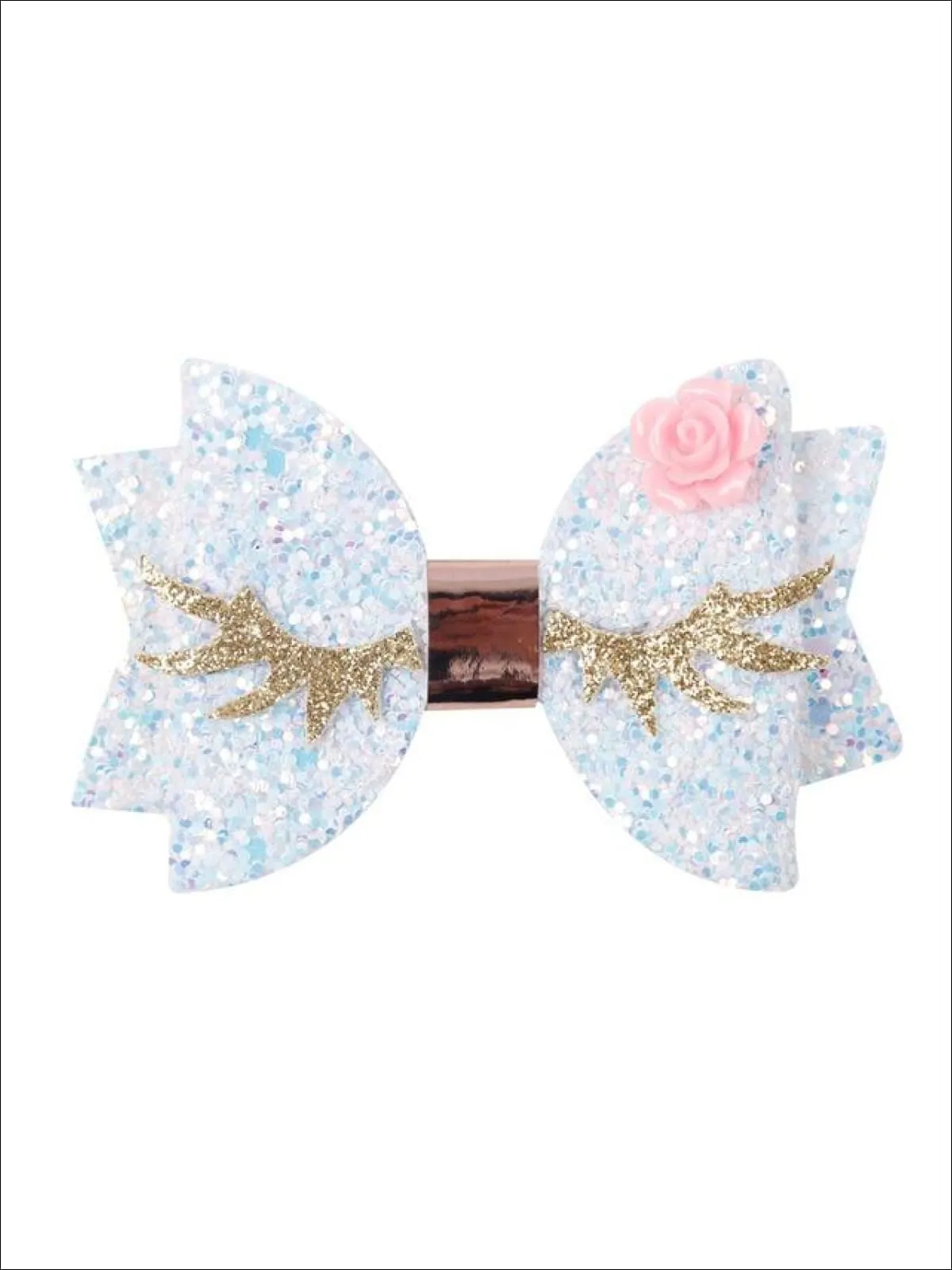Girls Unicorn Glitter Eyelash Hair Bow