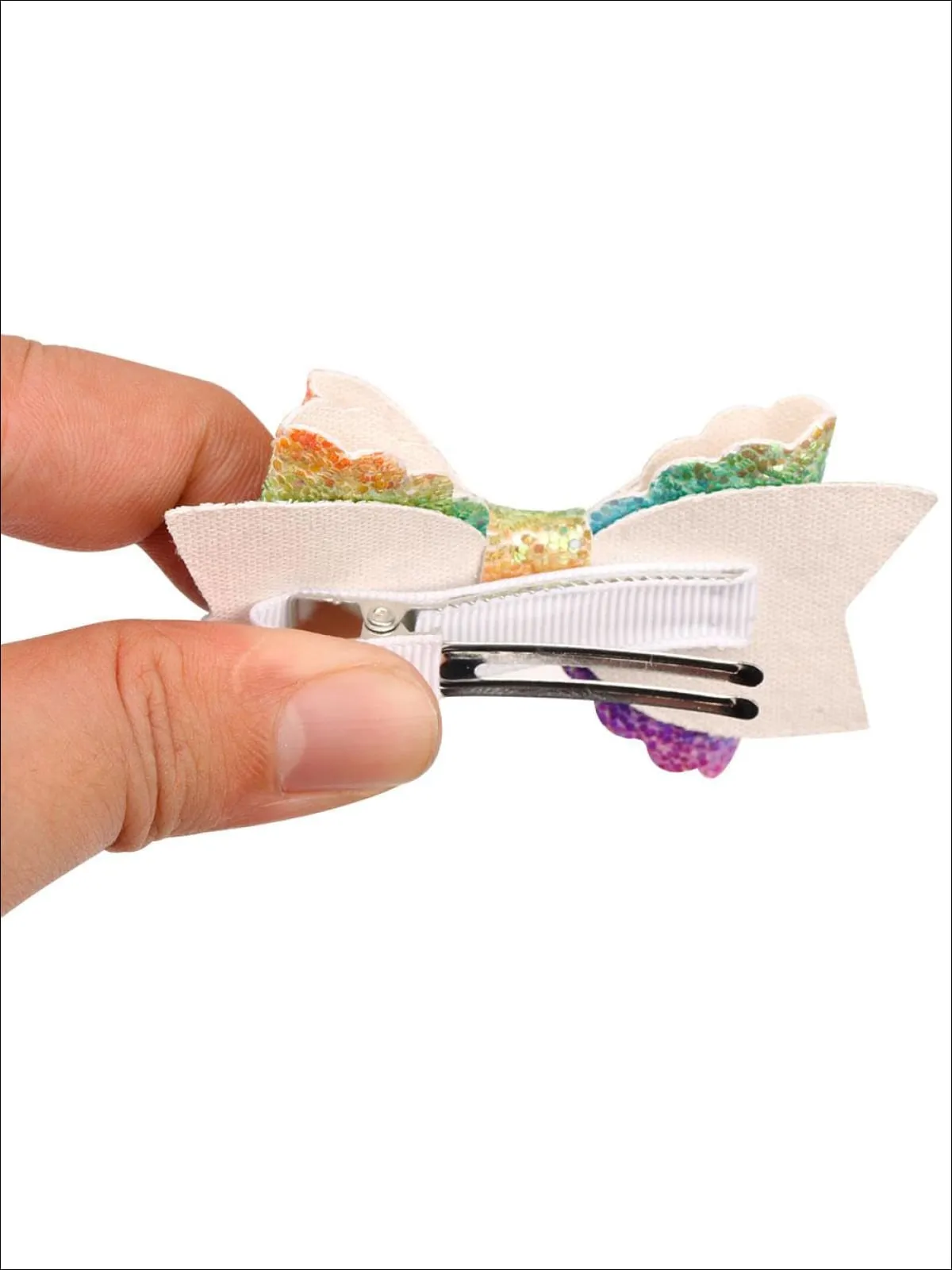 Girls Unicorn Glitter Eyelash Hair Bow