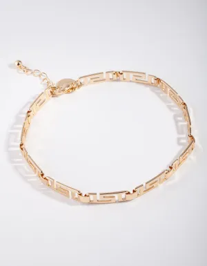 Gold Greek Key Anklet