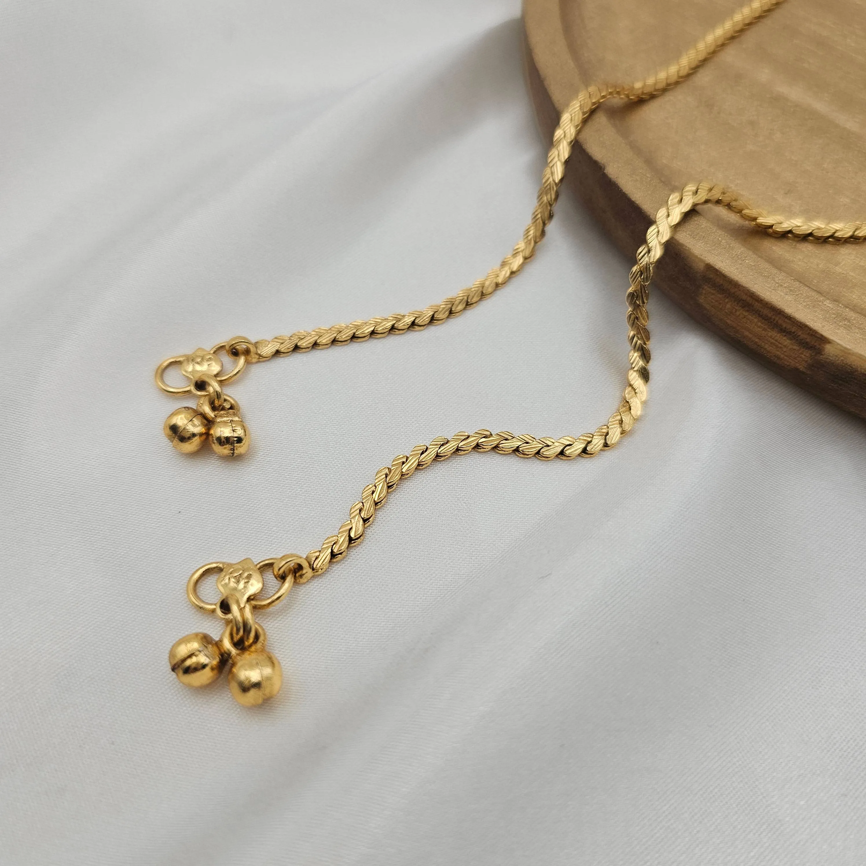 Gold Plated Braided Rope Chain Anklets